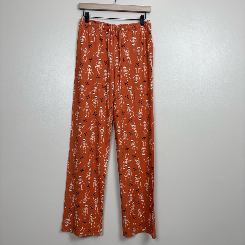 Caden Lane Pants Womens Sm Bamboo Pull On Elastic Holiday Skeleton‎ Cross Bones